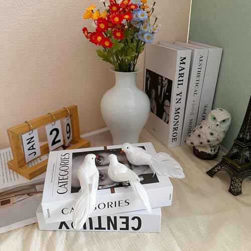 LWINGFLYER 3pcs Artificial White Doves Bird Ornaments Clip On Foam Feathered Birds for Christmas Decoration Weding Party Home Garden Decor (3, Clip)