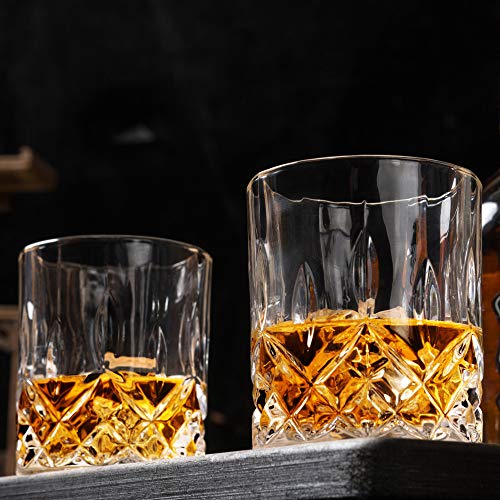Set of 6 Whiskey Glasses - Elegant Crystal Liquor Tumbler for Scotch, Rum & More