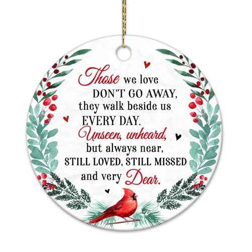 HYTURTLE Memorial Cardinal Ornaments Gifts for Loss of Loved Ones - Memorial Ornament for Christmas Tree Decor - Sympathy Keepsake Gift for Loss of Dad, Mom, Husband - Memorial Ceramic Ornament 3"