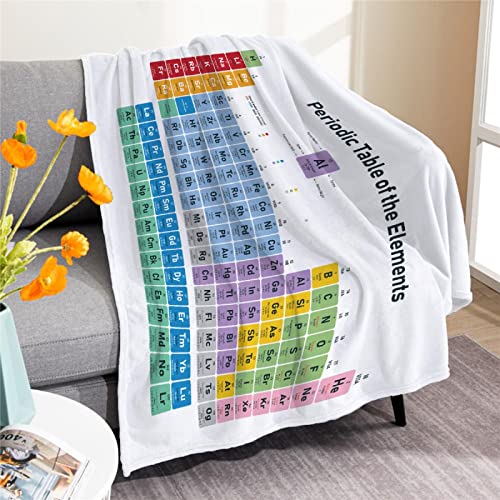 Periodic Table Elements White Microfiber Flannel Throw Blanket 60x50 for Teen — Padumuttara