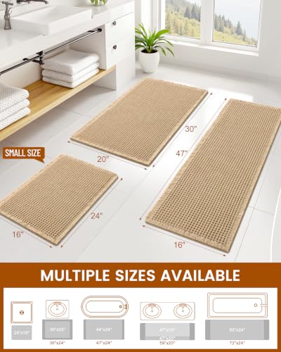 Brown Waffle Bath Mat 59x20 Inches - Extra Soft Absorbent Bathroom Rug
