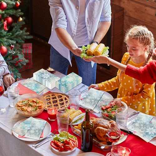 Snowflake Napkins,40pcs Winter Wonderland Snowflake Paper Napkins Disposable Blue Christmas Napkins for Winter Holiday Birthday Party Decorations