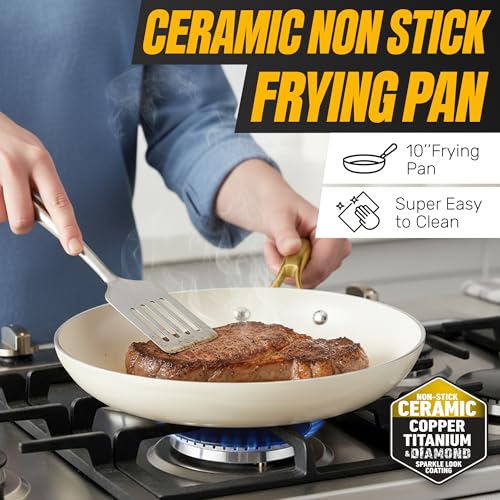 Gray 15-Piece Ceramic Cookware Set with Diamond & Titanium Coating
