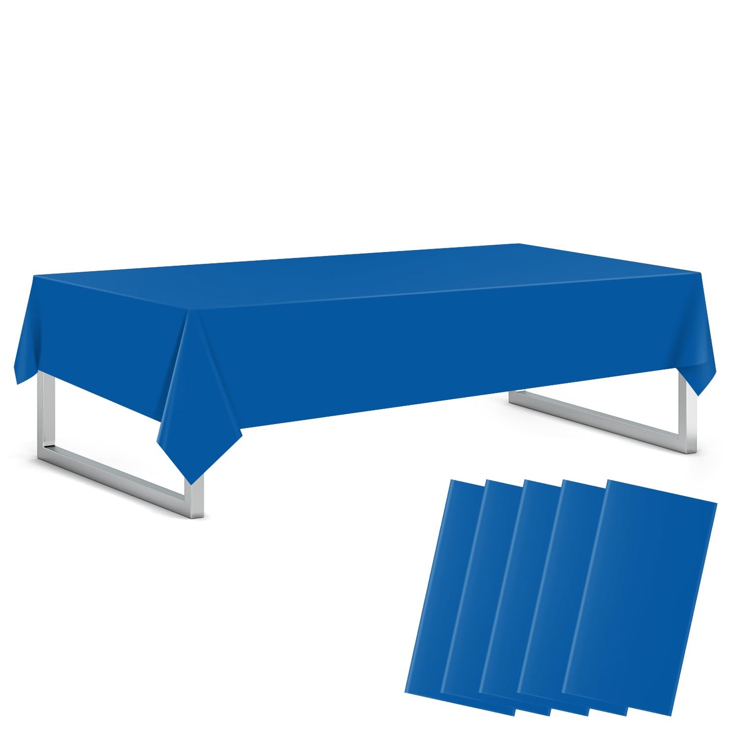 Xnluothsk Blue 5 Pack 54 x 108 Inch Plastic Tablecloth Disposable Tablecloth for Rectangle Table, Party Plastic Table Cloth