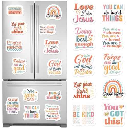 Inspirational Christian Fridge Magnets - 16Pcs Boho Bible Verse Locker Accessories for Girls Motivational Religious Scripture Refrigerator Magnet Home Kitchen Office Whiteboard Decorations