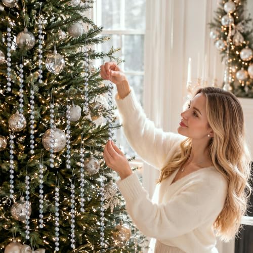 Crystal Icicle Christmas Ornaments - 100 Pack, 6 Inch Holiday Decor