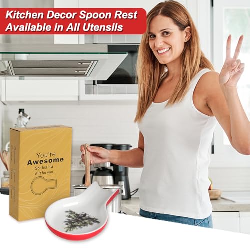Christmas Tree Spoon Rest for Stove - Ceramic Spoon Holder by HAPPY KIT (Tree Variant)