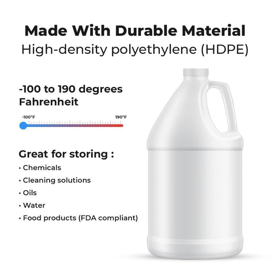 1-Gallon Plastic Jug (4-Pack) Reusable w/Shipping Box, Food-Safe, BPA Free | Heavy-Duty HDPE Containers for Water, Sauces, Soaps, Detergents, Liquids | Screw-On Cap transparent