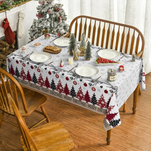 Horaldaily Christmas Tablecloth 60x104 Inch Red Rectangular Holiday Decor