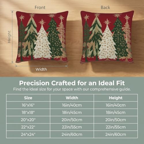 KiuLoam Red Christmas Pillow Covers 20x20 Set of 2 Gold Green Tree