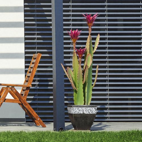 3ft Tall Artificial Cactus with Magenta Flower in Pot, Fake Cacti