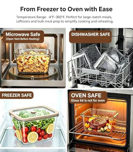 Encheng 2 Pack 82oz Glass Food Storage Containers with Airtight Lids