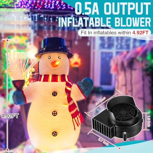 Hiboom 4 Pack Inflatable Fan Blower with 3 LED Lights – Replacement Air Pump for Holiday Decorations
