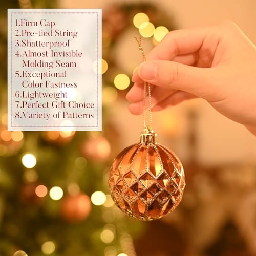 Valery Madelyn Copper Gold Christmas Tree Ornaments Set 30pcs 2.36 Inch