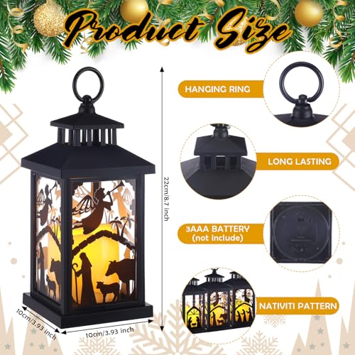 Nativity Scene LED Christmas Lanterns – 3 Pack Hanging Candles
