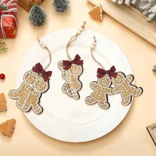3 Pcs Funny Christmas Ornaments Adult 2025 Gingerbread Man Wooden Naughty Dirty Christmas Tree Ornaments Inappropriate Dirty Gingerbread Xmas Ornament Unique White Elephant Funny Exchange Gag Gift
