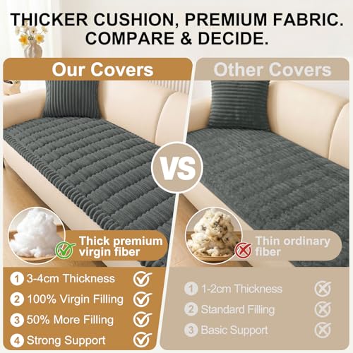 Smiry Non-Slip Washable Sofa Cover for Dogs, Dark Grey, 27.6x70.9 inches