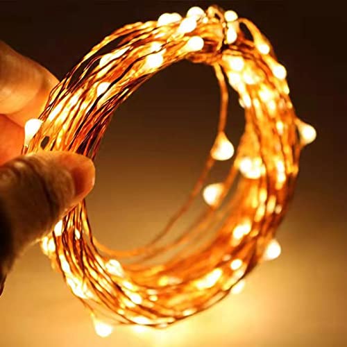 Led String Lights, Mini Battery Powered Copper Wire Starry Fairy Lights, Battery Operated Lights for Bedroom, Christmas, Parties, Wedding, Centerpiece, Decoration (5m/16ft Warm White)