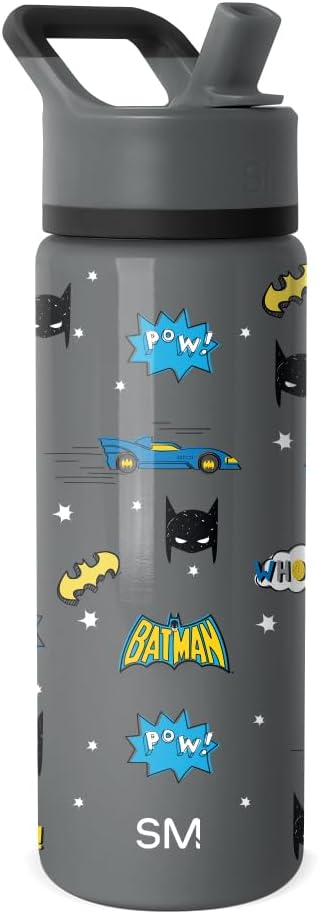 Simple Modern Kids Summit Water Bottle - Batman 18oz Insulated Stainless Steel Cup with Straw Lid