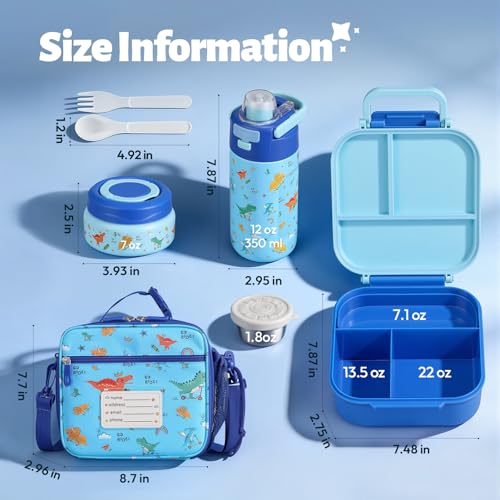 Itslife Kids Bento Lunch Box Set Blue-KL - Insulated Food Containers & Utensils