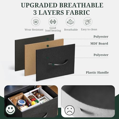 Nightstand with 2 Drawers and Wooden Top - Black Small Bedside End Table