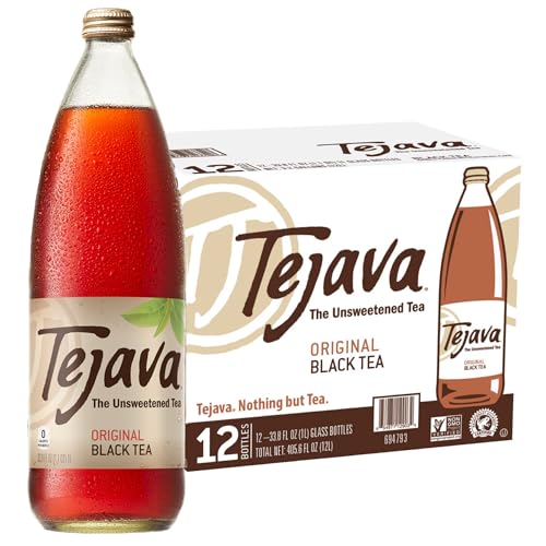 Black Iced Tea Pack - Unsweetened Ready-to-Drink 1L Bottles, 12 Pack - Original Black Tea Variation