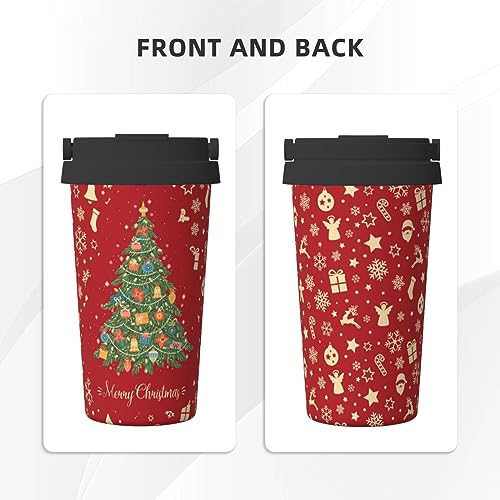 Bassyil Christmas 17oz Insulated Travel Mug with Flip Lid Stainless Steel Spill-Proof Cup