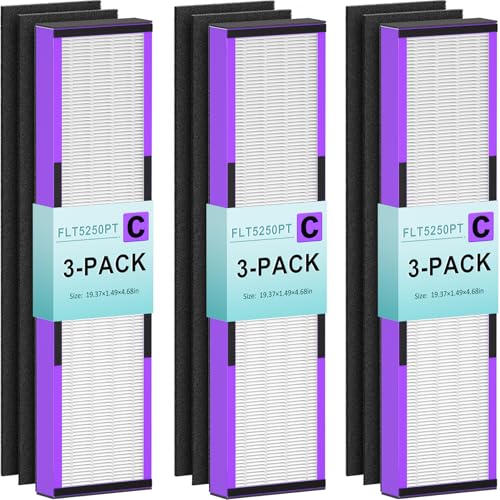 Hfunmo 3 Pack FLT5250PT Air Purifier Filters for Germ-Guardian AC5000, Purple 3+6 Pack