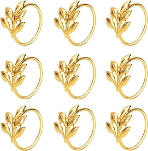 Ye Zi-Gold Leaf Napkin Rings Set of 100 for Thanksgiving & Special Events
