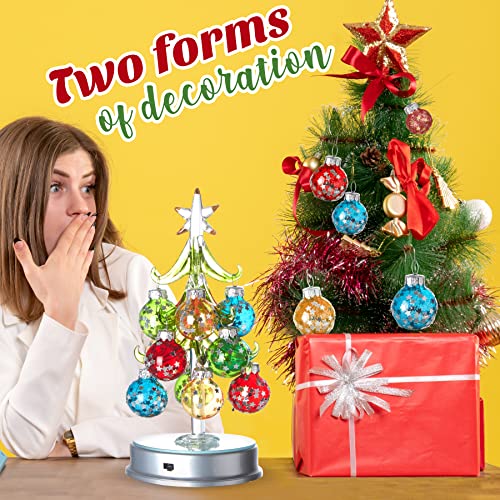 Lighted Mini Glass Christmas Tree 2-pack Tabletop Decor — 6.69 Inch