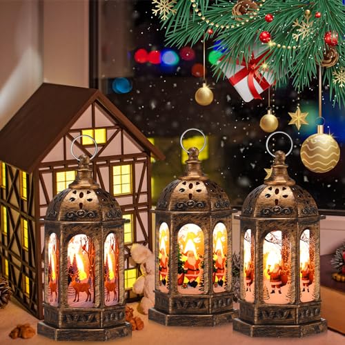 Threan 12 Pcs Christmas Lanterns Centerpiece Decor - Bronze Gold Variant