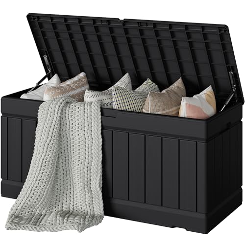 Devoko 78 Gallon Waterproof Resin Deck Storage Box with Lockable Lid - Black