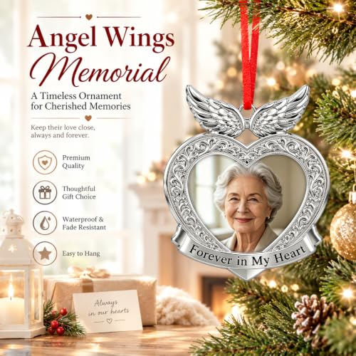 D4DREAM Memorial Picture Frame Angel Wing Christmas Photo Ornament