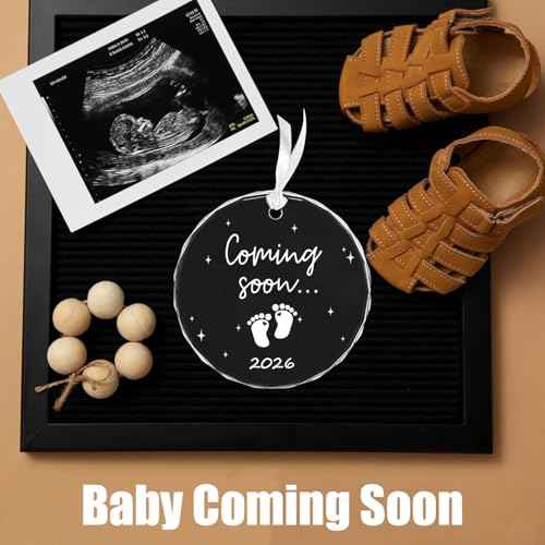 2026 Glass Christmas Hanging Ornament,Baby Coming Soon£¬Baby Pregnancy Announcement for Husband£¬Grandparents£¬Family (Come-Baby)