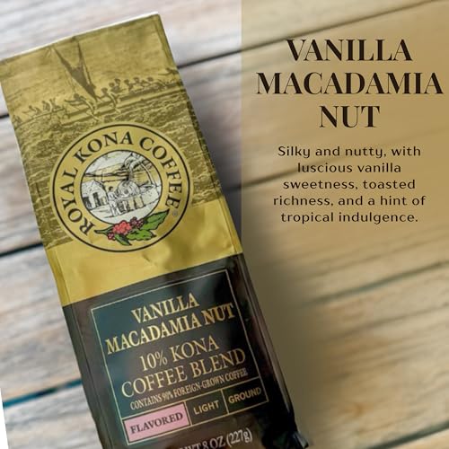Vanilla Macadamia Light Roast Ground Coffee - 40 Ounce Pack of 1 - Kona Blend