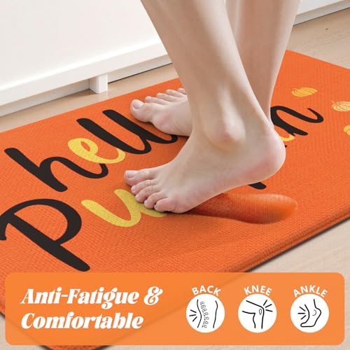 Fall Pumpkin Anti-Fatigue Kitchen Mat Set - Non-Slip & Waterproof