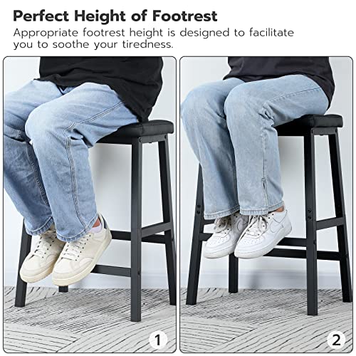 HOOBRO Black Counter Height Bar Stools Set of 2 - Upholstered Kitchen & Dining Chairs