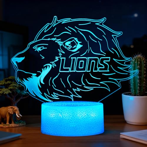 Lion Gift, 3D Night Light, 16 Colors Changing, Remote Control with Timer, RGB Flashing Mode and Dimmable, Lion Lamp for Christmas Birthday Decor