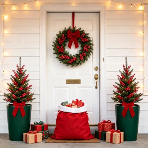 Naplings 42pcs Red & White Artificial Berry Stems for Christmas Decor