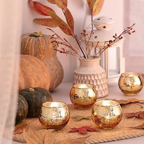 Volens 24 Pack Gold Votive Candle Holders for Table Centerpieces - Elegant Decor