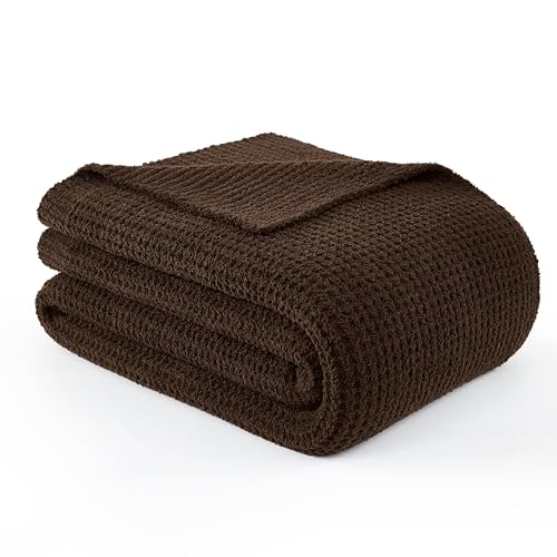 WDCOZY Brown Chocolate Twin Waffle Throw Blanket 60x80 Reversible Plush