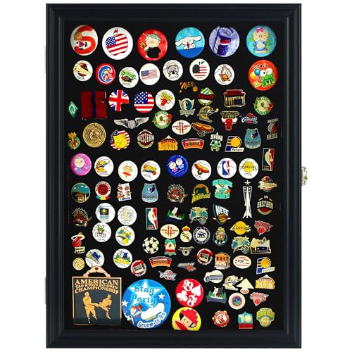 Large Pin Display Case Shadow Box with UV Protection - Black Finish, 19x14