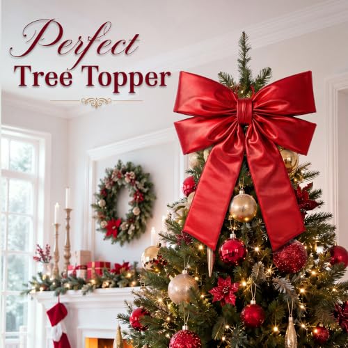 Norme 16 x 20 Inch Red Metallic Christmas Tree Topper Bow - Red / 16x20