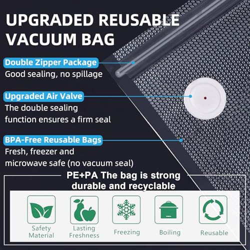 MOMODA Vacuum Sealer Set - Reusable BPA-Free Food Storage Bags & Jar Attachments