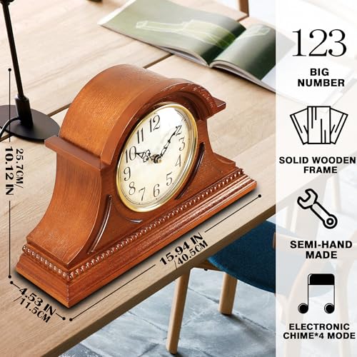 AYRELY® Grandfather Mantel Clock with Hour/Quarter-Hour Chime,