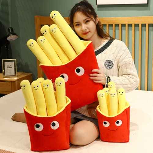 15.7inch Hamburger Plush Pillow Funny Hamburger Bread Stuffed Pillow Soft Food Plushie Throw Pillow Stuffed Animal Toy for Kids Adults Gift Home Decor. (French Fries)