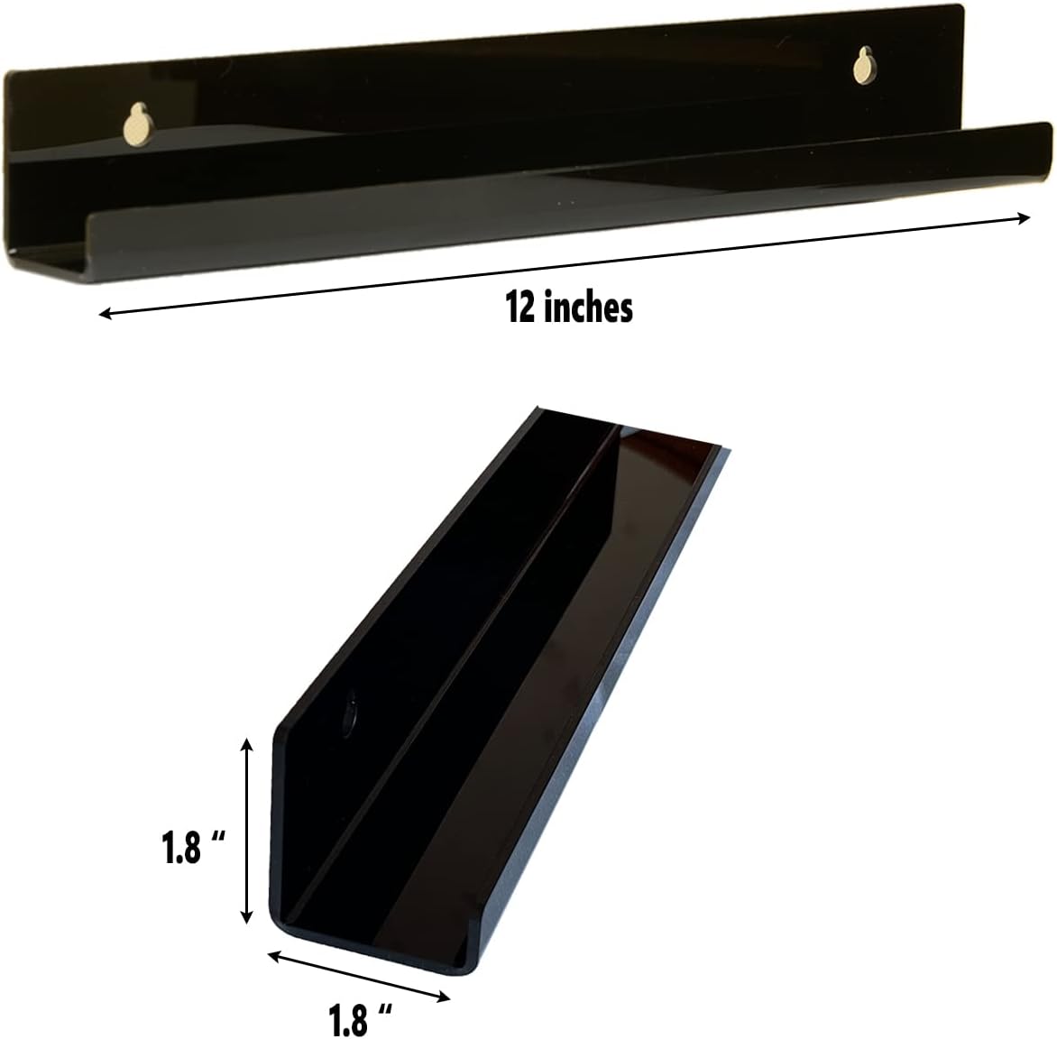 Skiennix Vinyl Record Wall Mount Holder | 12-Inch Black Acrylic Shelf for Stylish Display