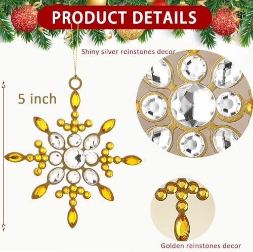 WeddPtyFr Silver & Gold Snowflake Christmas Ornaments Set of 4 – Hanging Tree Decorations