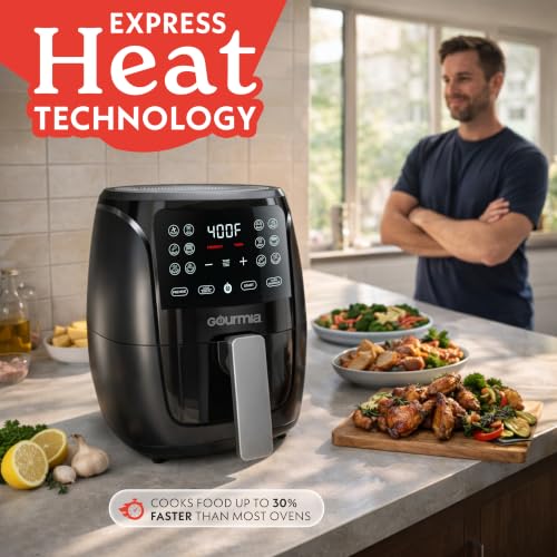 Gourmia 4 Qt Air Fryer - Compact Digital Air Fryer with 12 Presets, Black - Variation of THIS listing