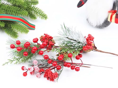 60-Pack Artificial Red Holly Berries on 8.2